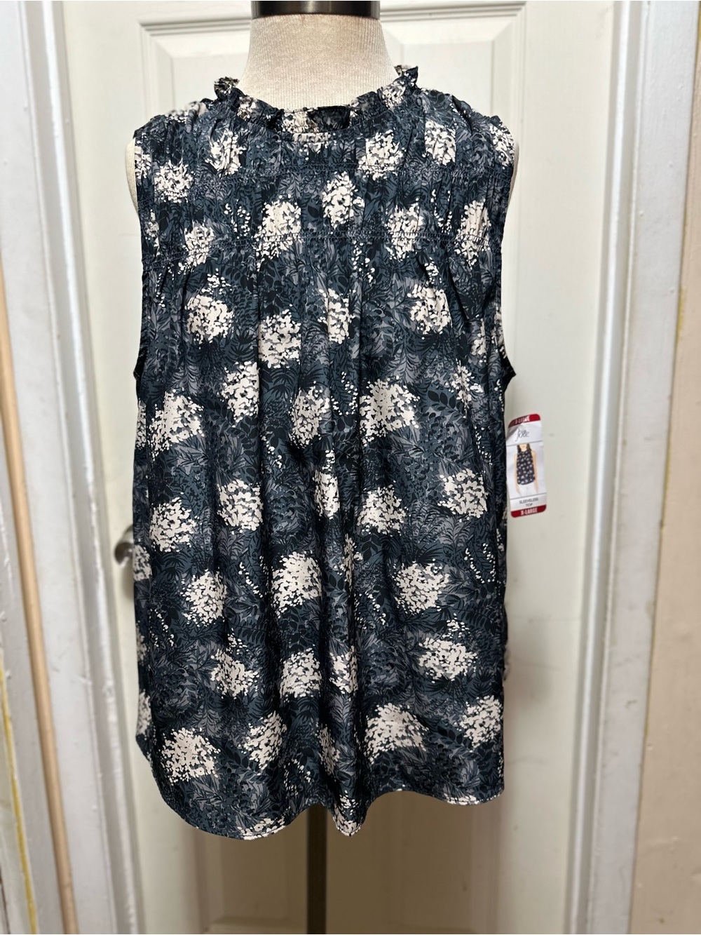 Joie Baltic Print Smocked Sleeveless Top Size XL NWT